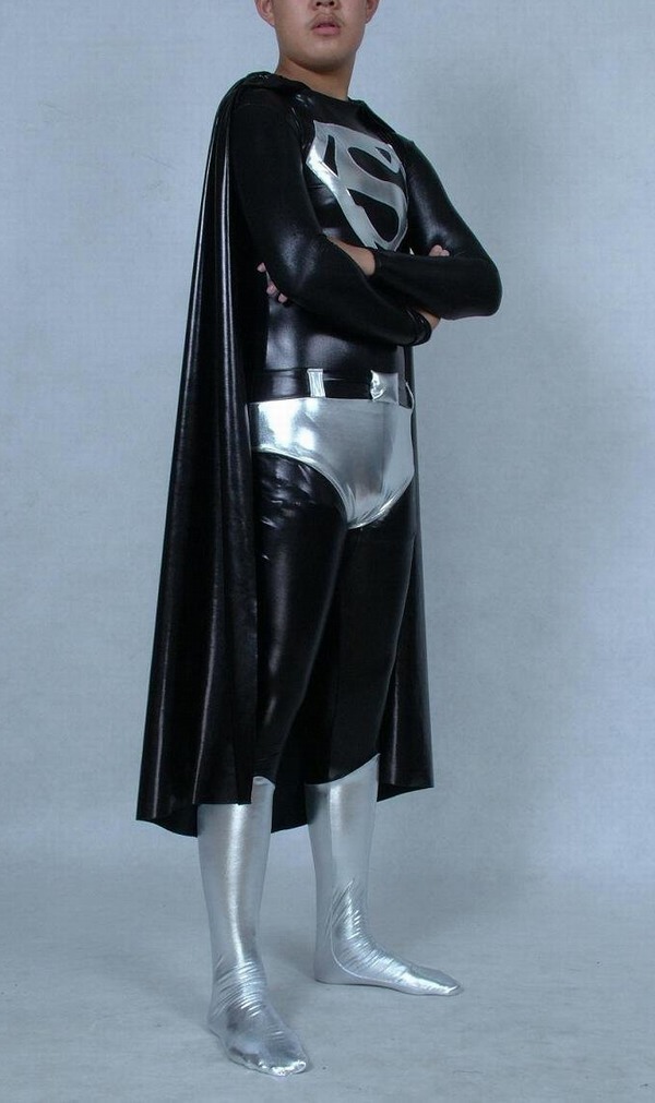 Черный костюм супермена из лайкры